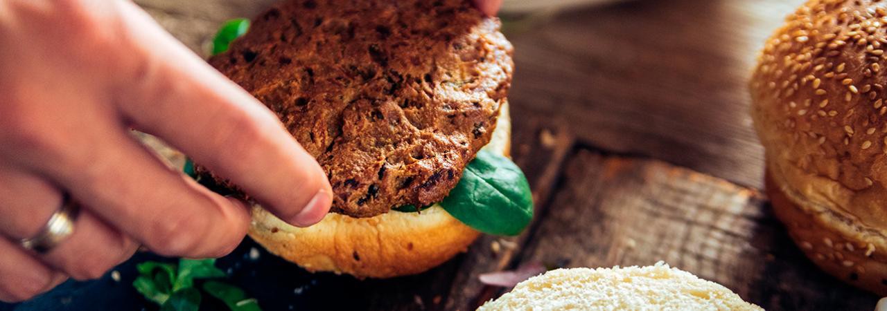 Hambúrguer de carne com berinjela + Maionese de rúcula