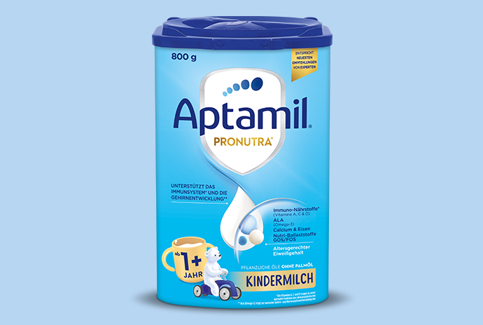 Aptamil Kindermilch: Weiterentwickelte Rezeptur, neues Design, bewährte Aptamil-Qualität!