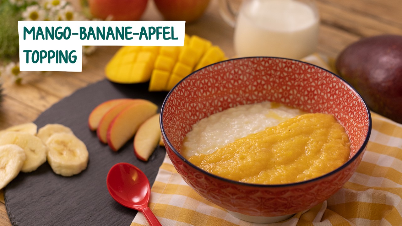 Rezept für Mango Banane Apfel Topping