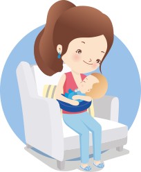 Mom hold baby cartoon