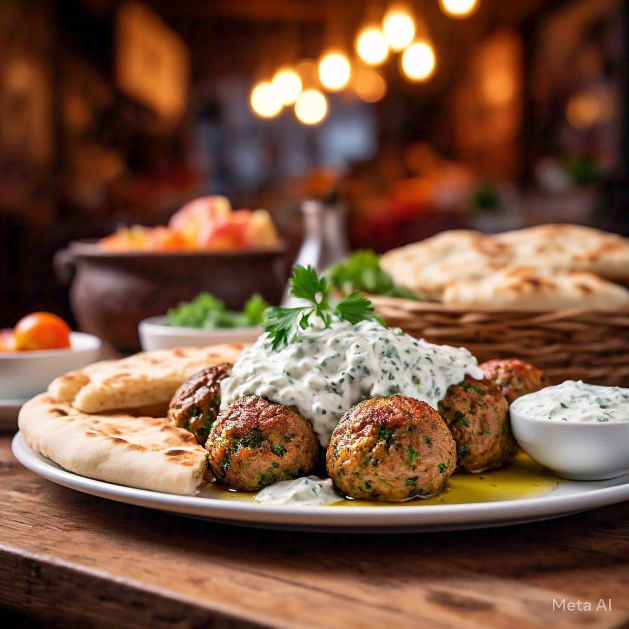 Tender Meatballs with Nutriday Tzatziki and Flatbread