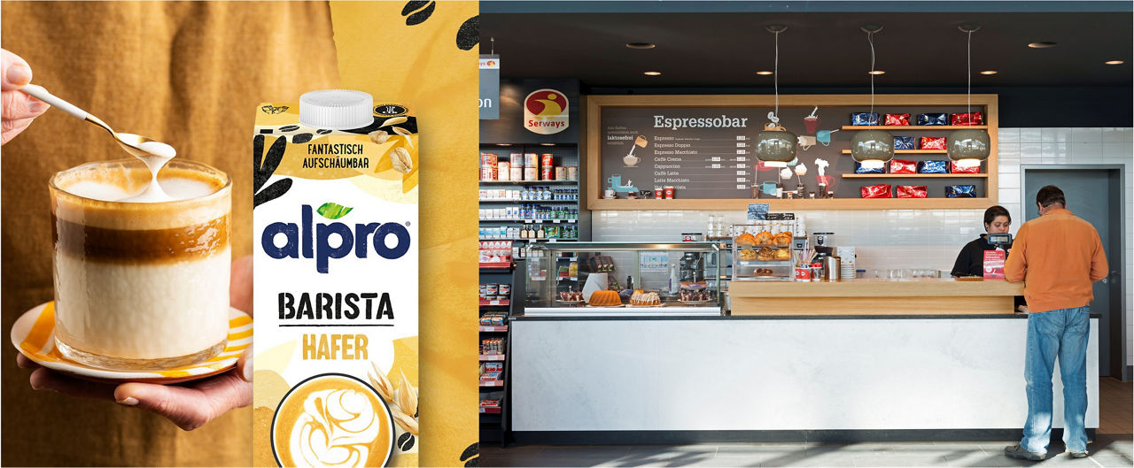 Tank & Rast führt pflanzliche Milchalternative ein: Alpro Barista Hafer jetzt in allen Kaffeebars von Segafredo und Waynes Coffee erhältlich