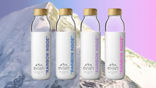 Bottles of Water Evian Rainbow Inside