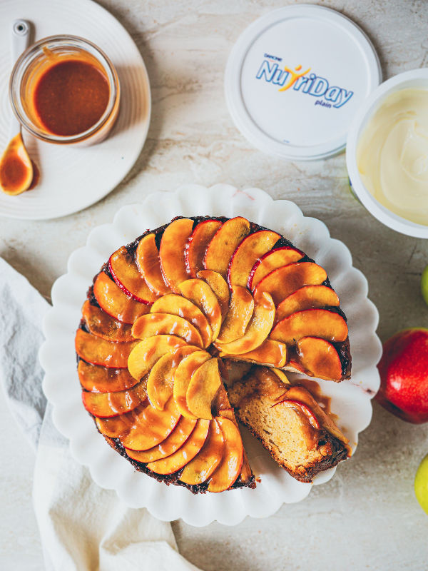 Apple Yoghurt Cake with Miso Caramel