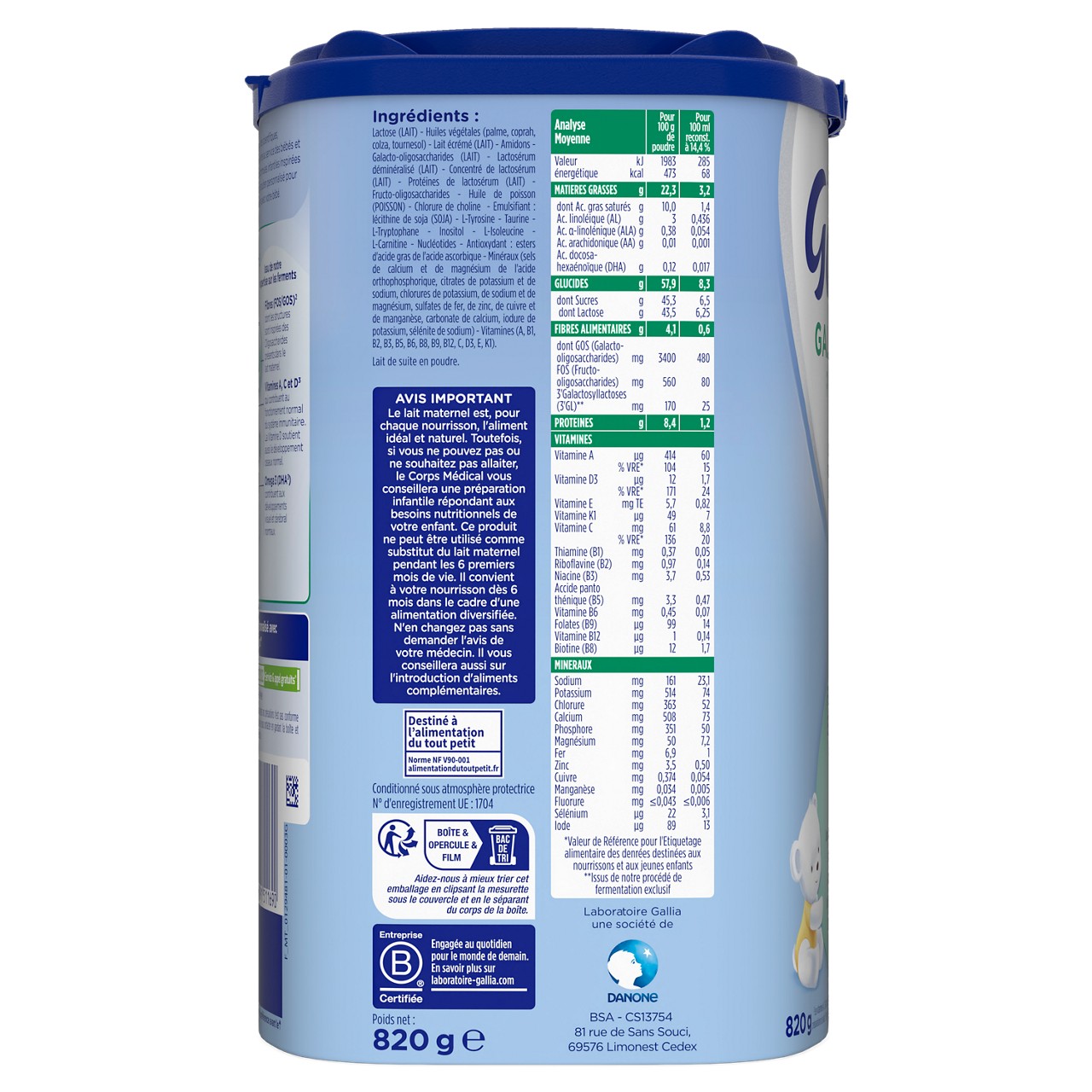 Laboratoire Gallia-Galliagest Premium-Unflavoured-6-12m-820 g