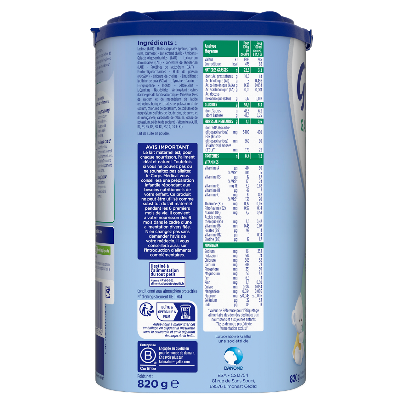 Laboratoire Gallia-Galliagest Premium-Unflavoured-6-12m-820 g