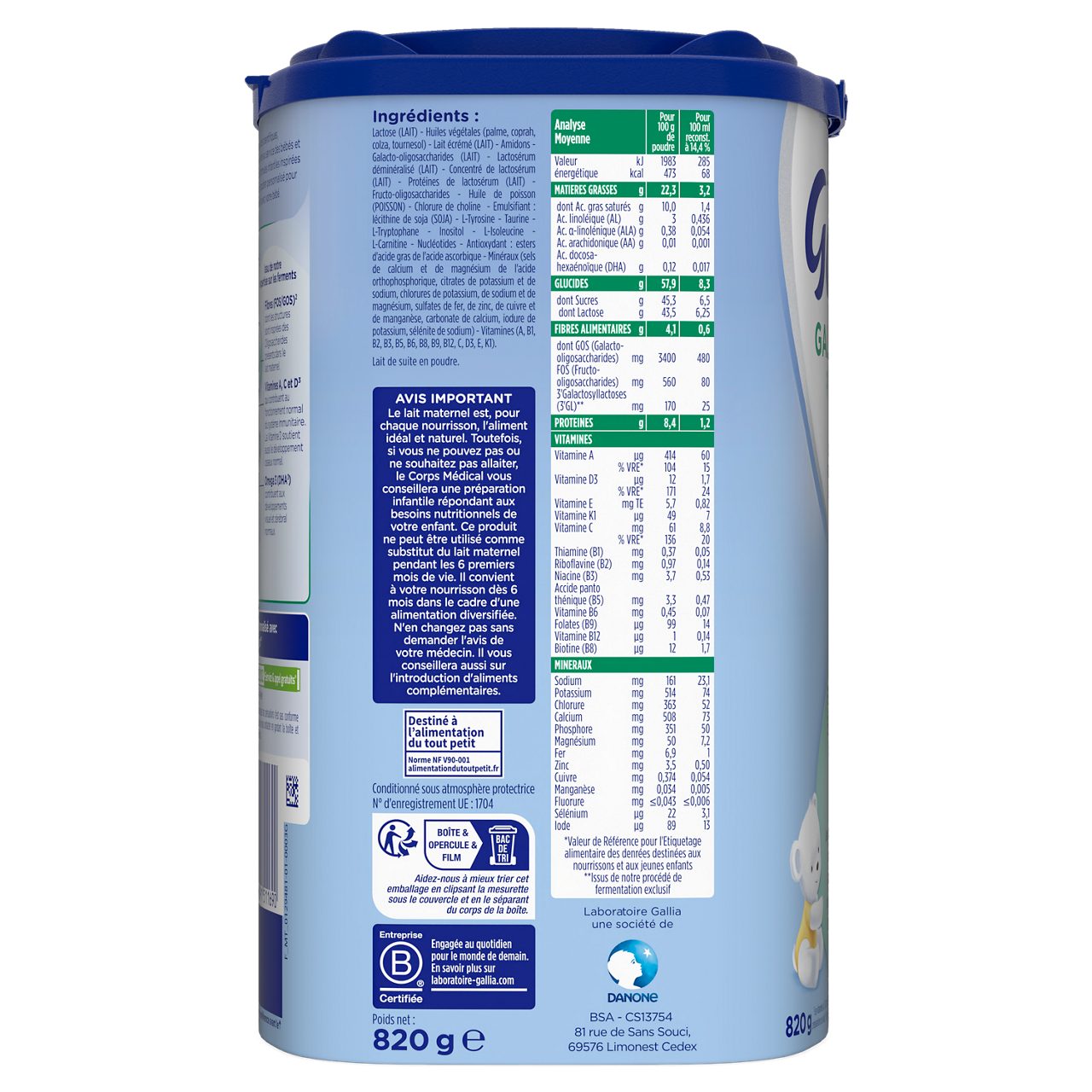 Laboratoire Gallia-Galliagest Premium-Unflavoured-6-12m-820 g