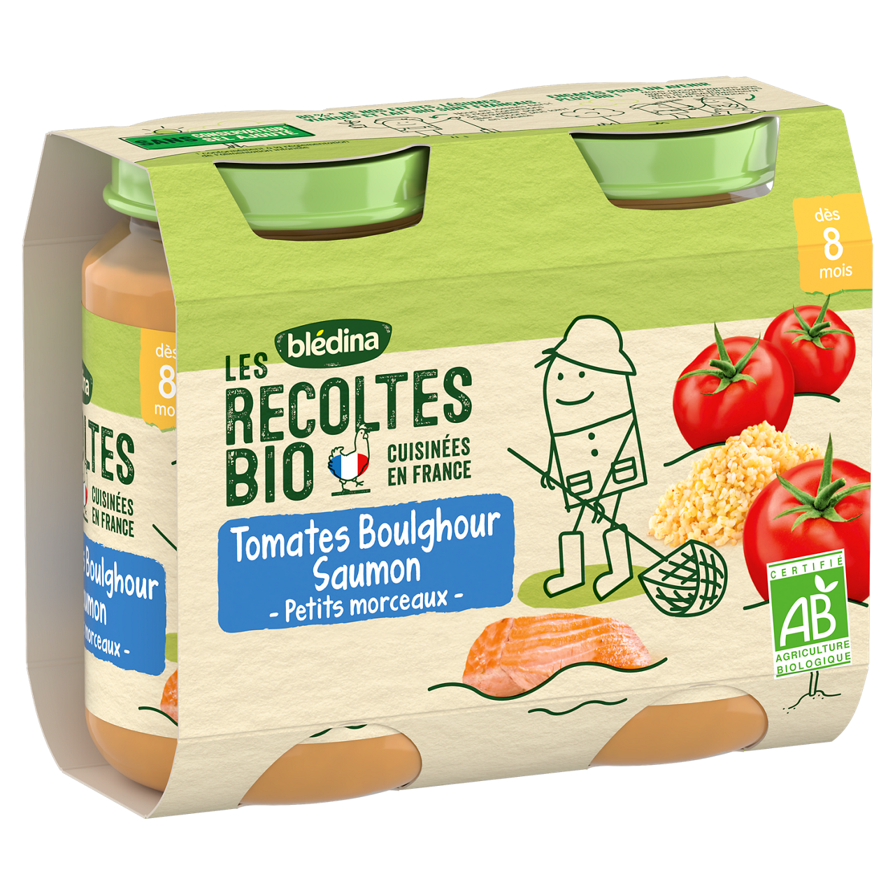 Blédina-Les récoltes bio-Tomato Bulgur Salmon-8m+-400 g