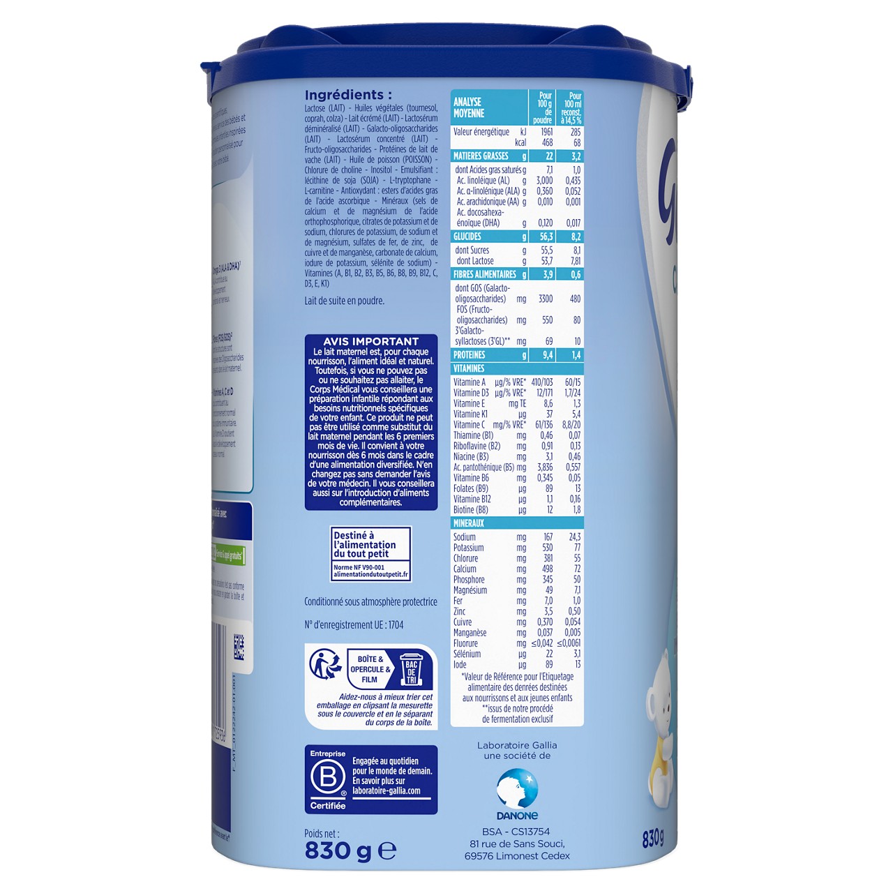 Laboratoire Gallia-Calisma-Unflavoured-6-12m-830 g
