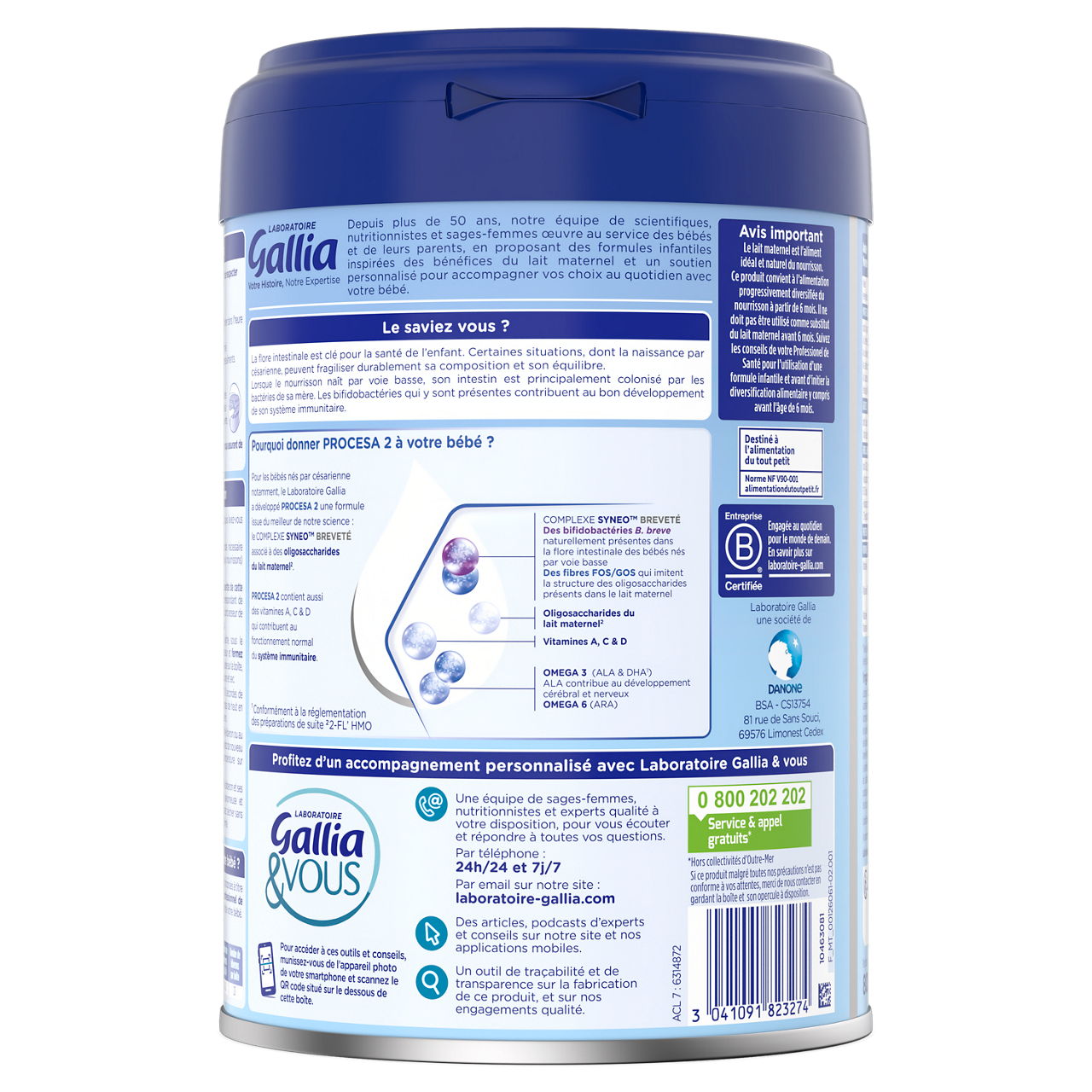 Laboratoire Gallia-Procesa-Unflavoured-6-12m-800 g