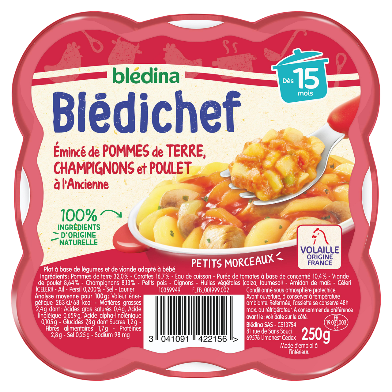 Blédina - Blédichef - Potato Mushroom Chicken - 250 g - 15m+