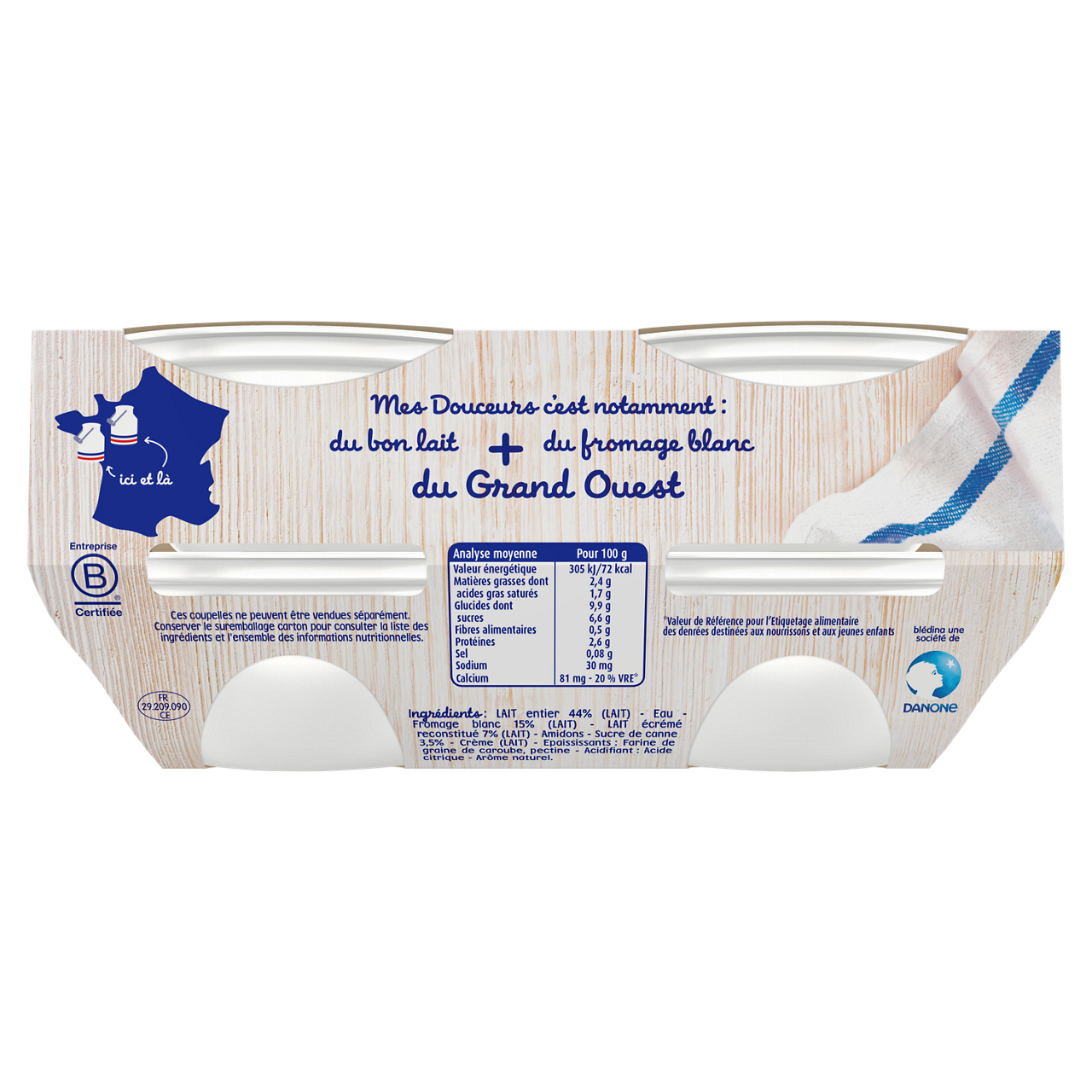 Blédina  - Douceurs au fromage blanc - Natural - 4 x 100 g - 6-36m