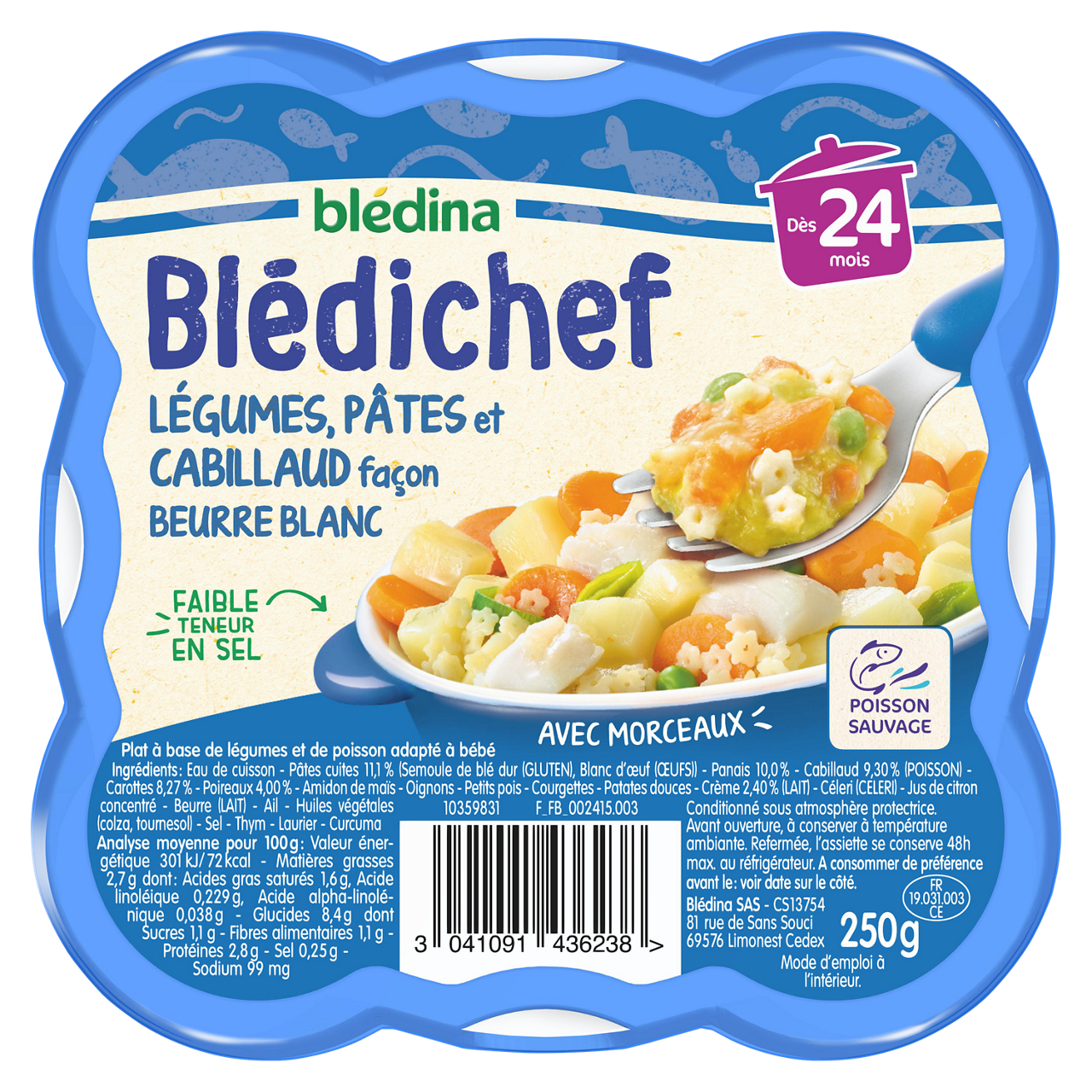 Blédina - Blédichef - Vegetables Pasta Cod - 250 g - 24m+