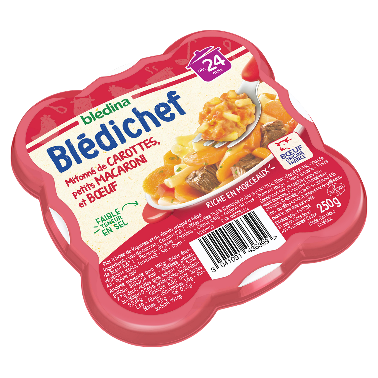 Blédina - Blédichef - Carrot Macaroni Beef - 250 g - 24m+