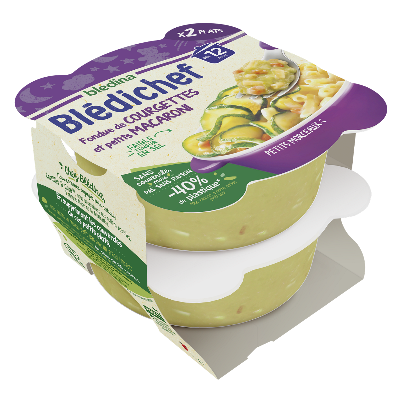 Blédina - Blédichef - Zucchini and Macaroni - 2 x 230 g - 12m+