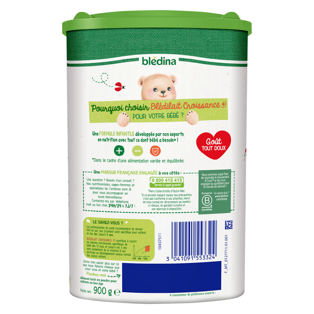 Blédina - Blédilait Croissance - Milk - 900 g - 1y-3y