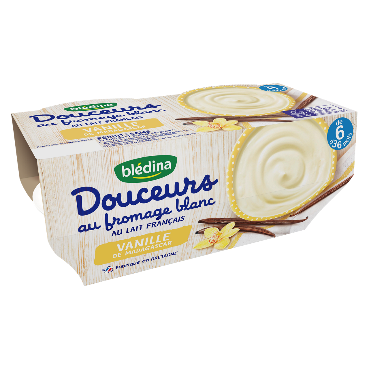 Blédina  - Douceurs au fromage blanc - Vanilla - 4 x 100 g - 6-36m