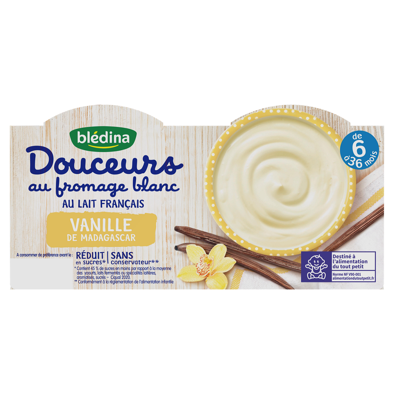 Blédina  - Douceurs au fromage blanc - Vanilla - 4 x 100 g - 6-36m