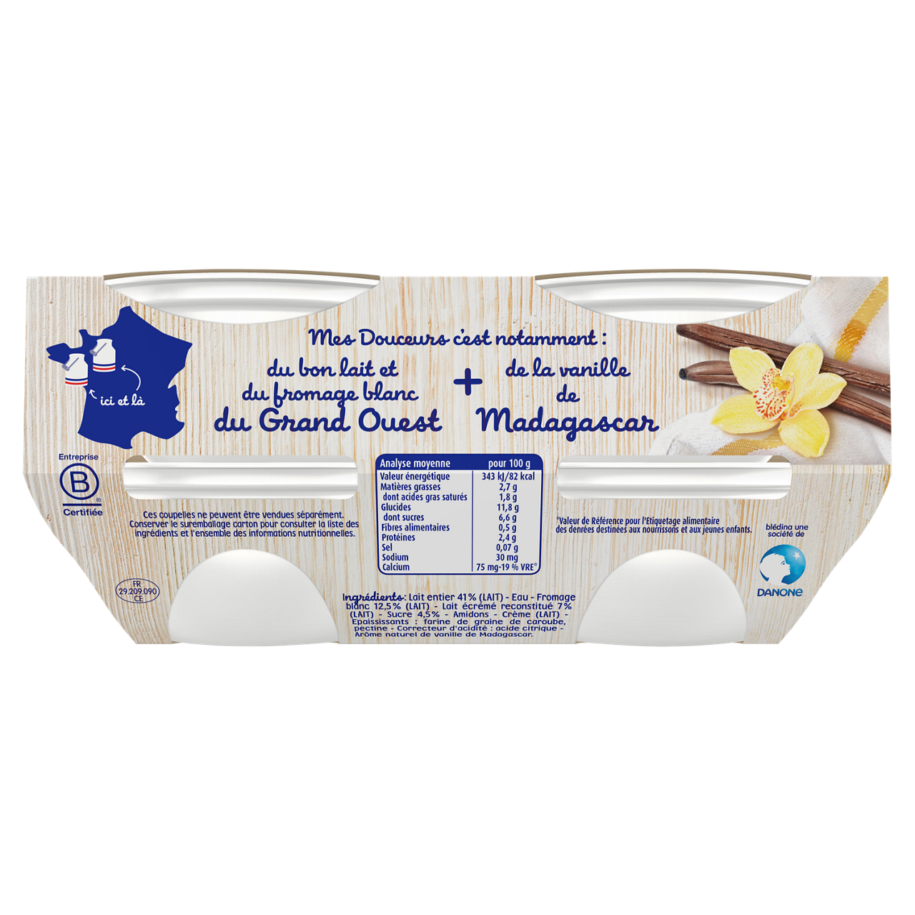 Blédina  - Douceurs au fromage blanc - Vanilla - 4 x 100 g - 6-36m