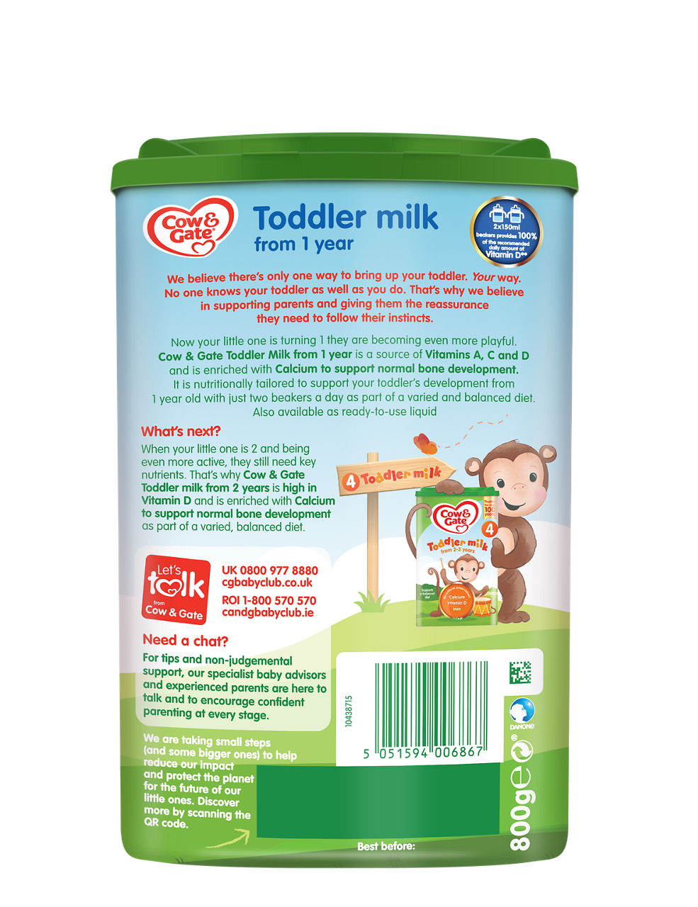 Cow &amp; Gate Stage 3 Toddler Milk Powder 800g