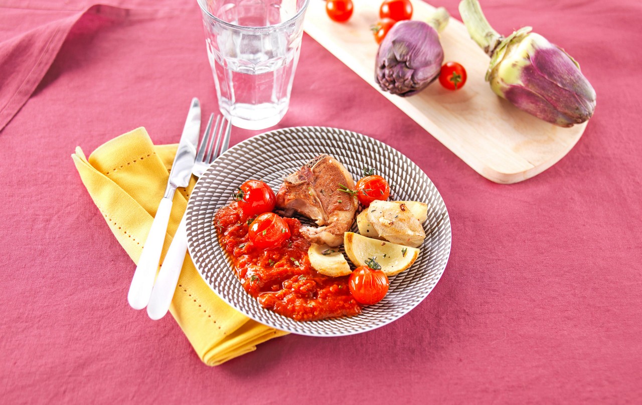 Fond artichaut tomates cerises et cotes agneau recette femme enceinte