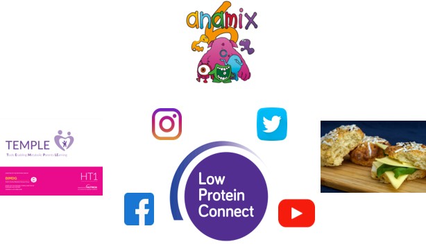 Low protein connect and social media icons infographic