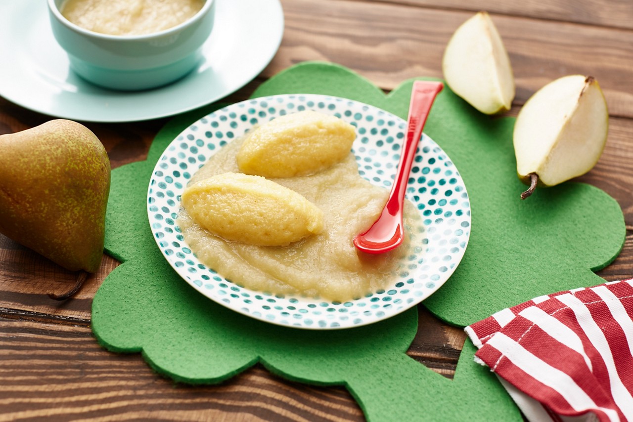 Rezept für Mini Griessnockerl mit Birnenmus | Milupa