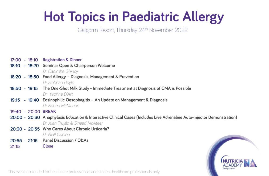 Hot Topics in Paediatric Allergy agenda image