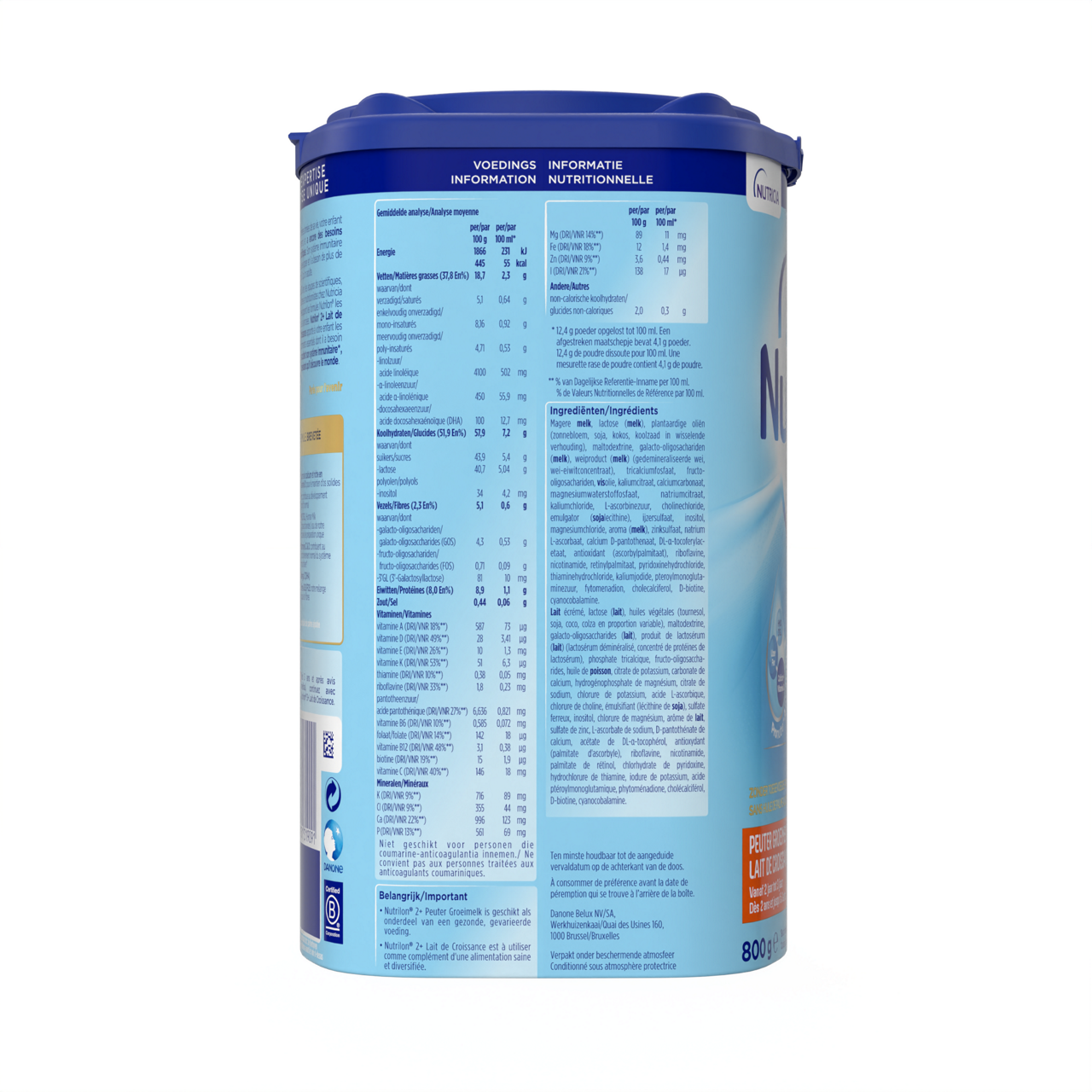 Nutrilon® 2+ Lait de Croissance est à utiliser en complément d'une alimentation saine et diversifiée.