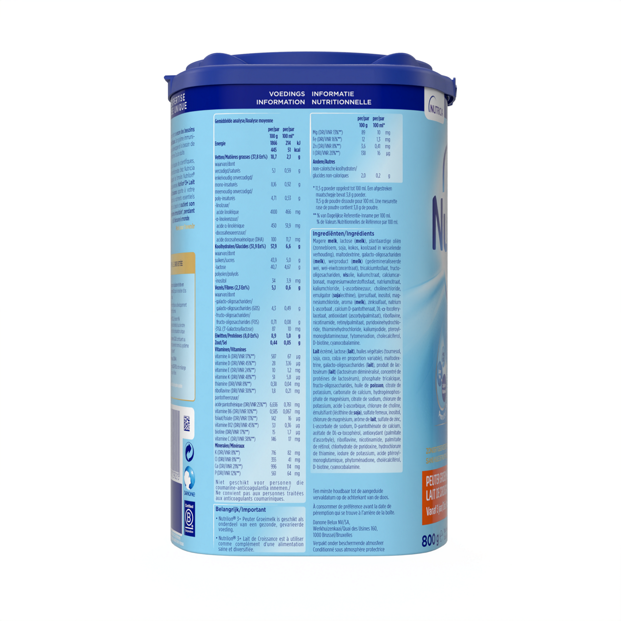 Nutrilon® 3+ Lait de Croissance est à utiliser en complément d'une alimentation saine et diversifiée.