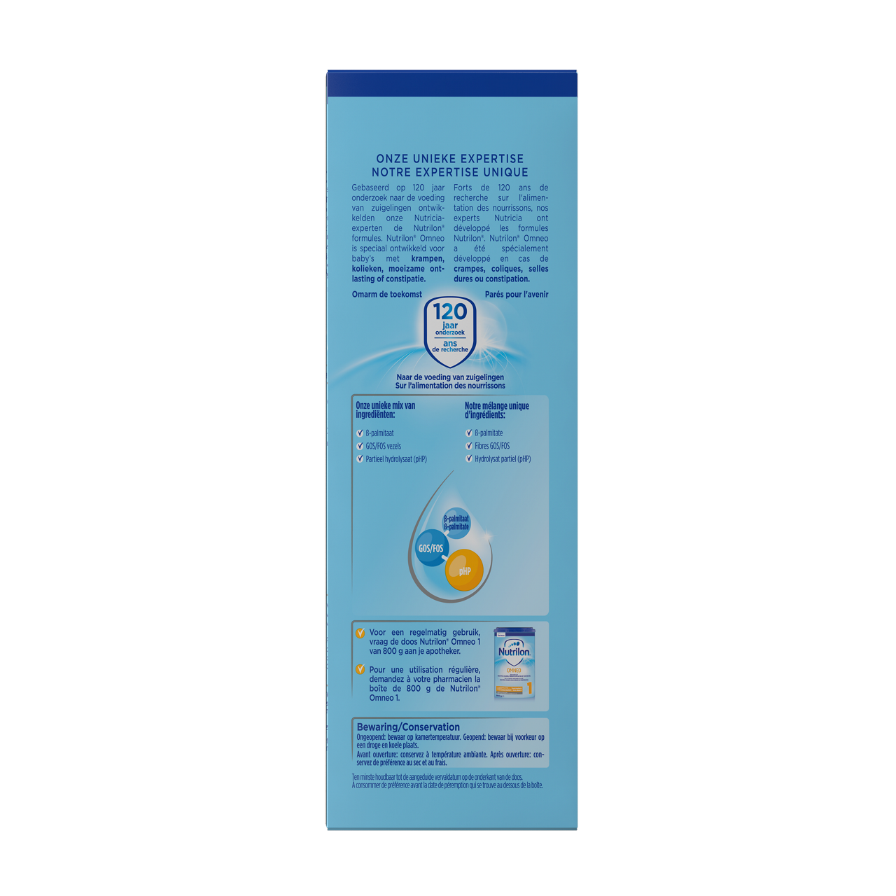 Nutrilon® Omneo 1: pour les besoins nutritionnels en cas de crampes, coliques, selles dures ou constipation.
