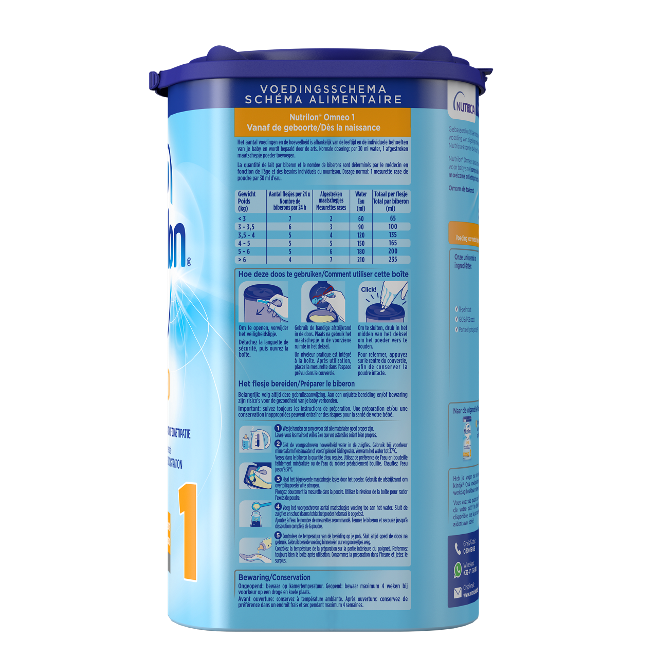 Nutrilon® Omneo 1: pour les besoins nutritionnels en cas de crampes, coliques, selles dures ou constipation.