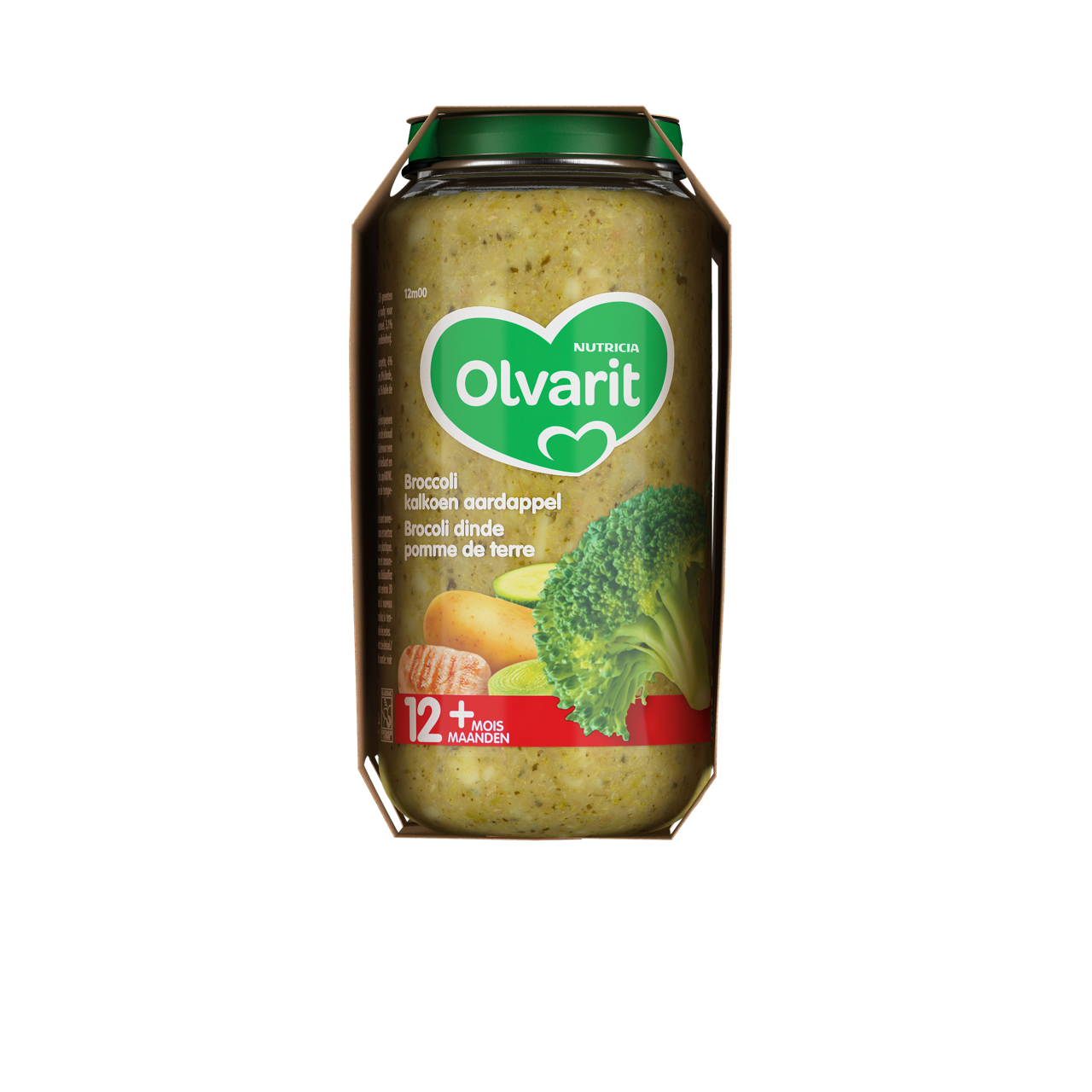 Olvarit Brocoli Dinde Pomme de terre. Consultez notre site web Olvarit.be pour plus d'info sur alimentation pour bébé et les produits Olvarit.