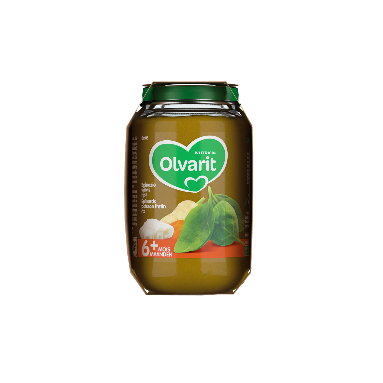 Olvarit Epinards Boeuf Pomme de terre. Consultez notre site web Olvarit.be pour plus d'info sur alimentation pour bébé et les produits Olvarit.