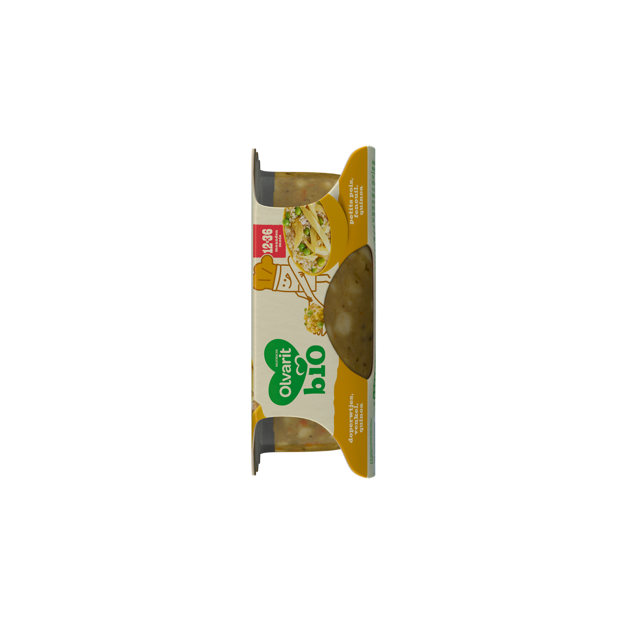 Une assiette BIO pour les tout-petits sans viande, plein de quinoa, fenouil et petits pois.
