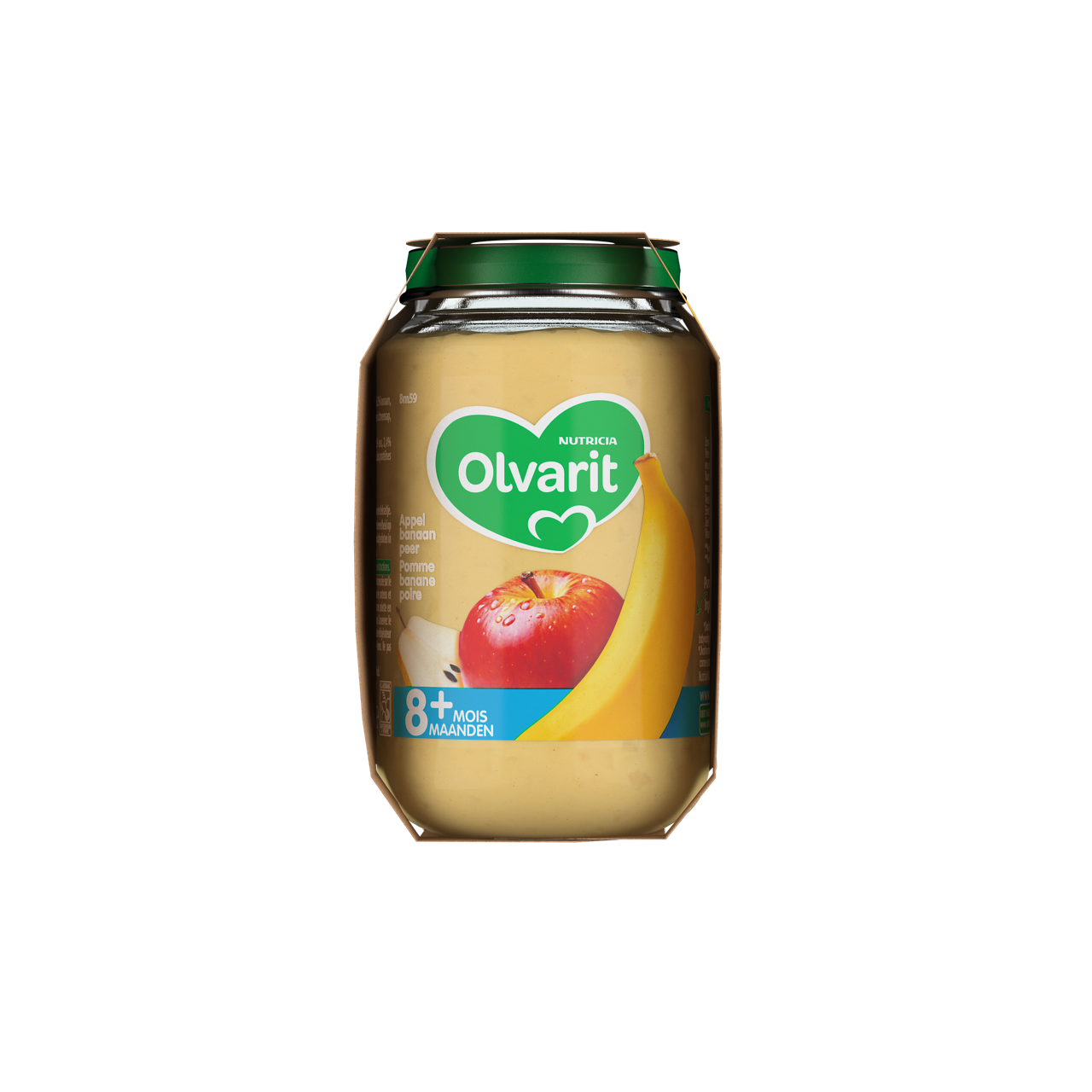 Olvarit Pomme Banane Poire. Consultez notre site web Olvarit.be pour plus d'info sur alimentation pour bébé et les produits Olvarit.