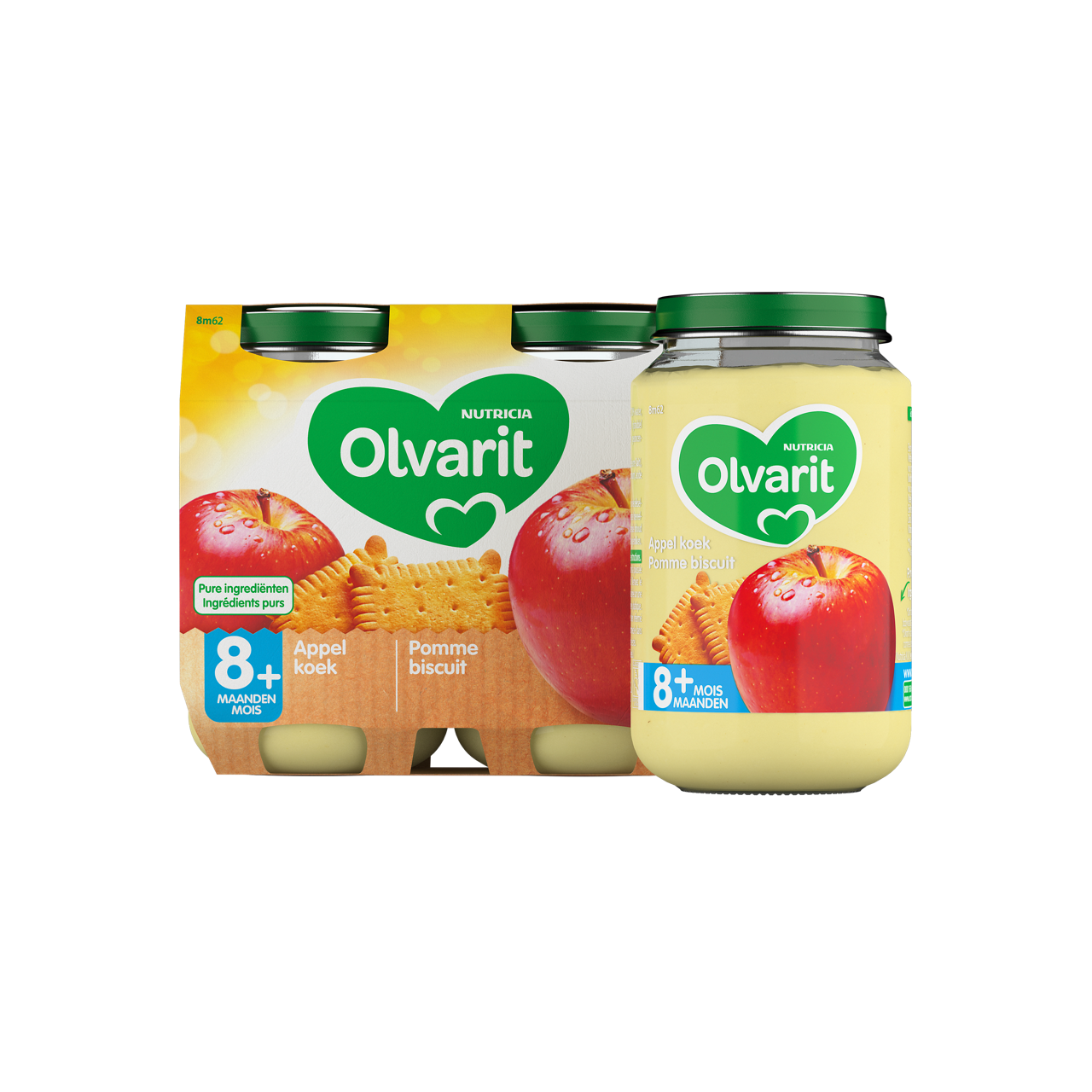 Olvarit Pomme Biscuit. Consultez notre site web Olvarit.be pour plus d'info sur alimentation pour bébé et les produits Olvarit.