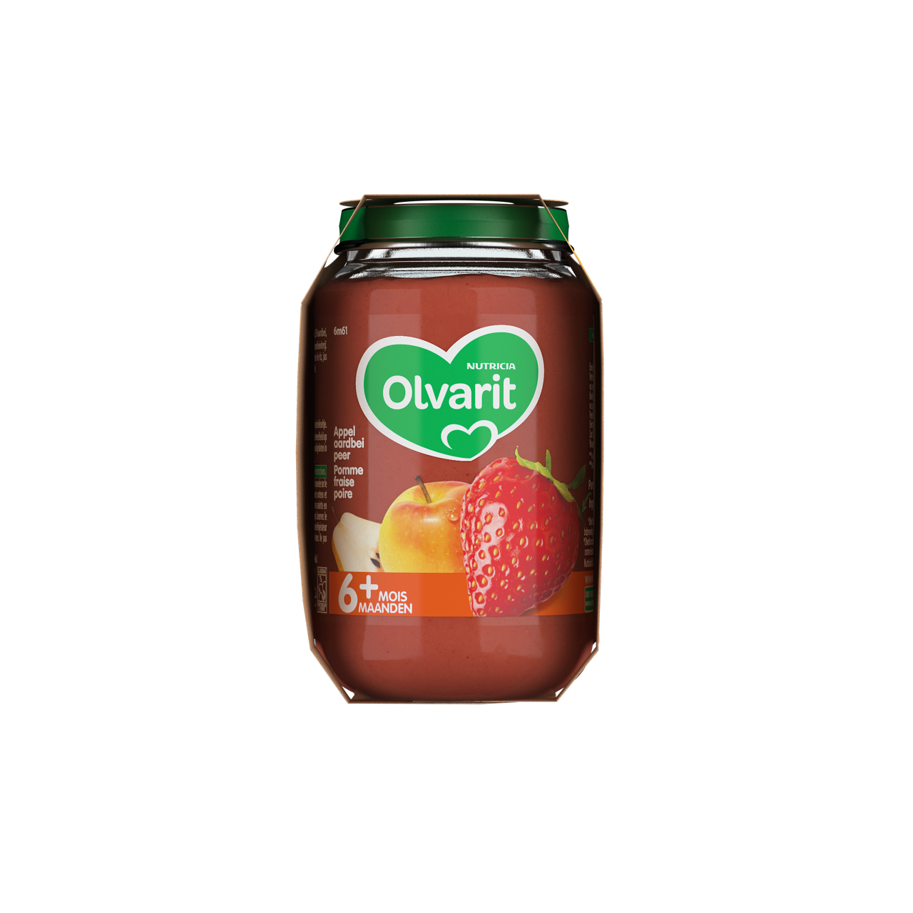 Olvarit Pomme Fraise Poire. Consultez notre site web Olvarit.be pour plus d'info sur alimentation pour bébé et les produits Olvarit.