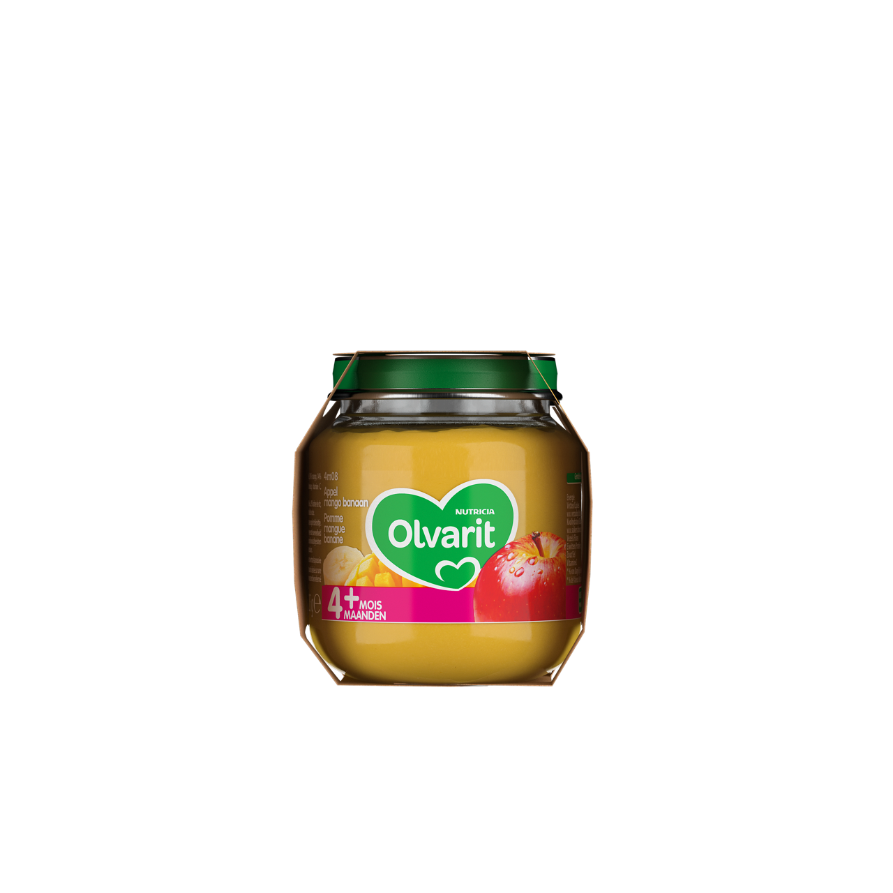 Ma première Cuillère Pomme, Mangue, Banane (125 g). Consultez notre site web Olvarit.be pour plus d'info sur alimentation pour bébé et les produits Olvarit.