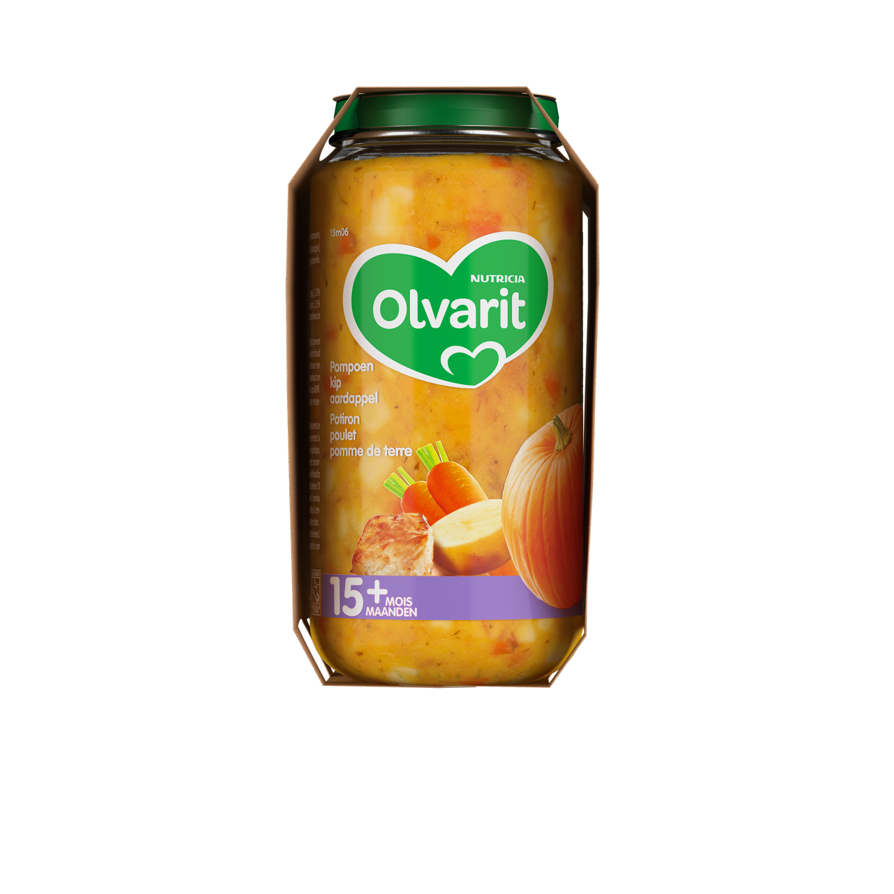 Olvarit Potiron Poulet Pâtes (250 g). Consultez notre site web Olvarit.be pour plus d'info sur alimentation pour bébé et les produits Olvarit.