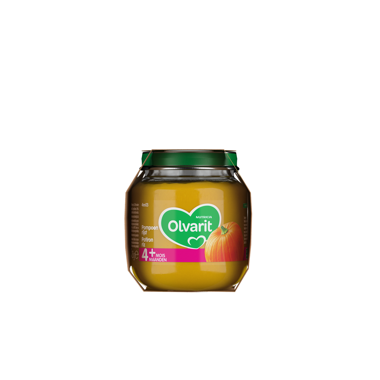 Ma Première Cuillère Potiron riz (125 g). Consultez notre site web Olvarit.be pour plus d'info sur alimentation pour bébé et les produits Olvarit.