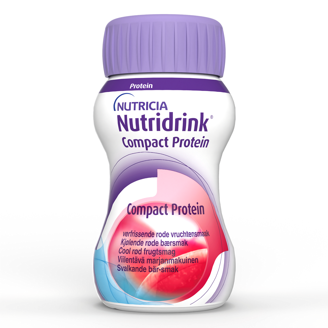 Nutricia Nutridrink Compact Protein – visokokaloričen (2,4 kcal/ml), visokobeljakovinski (18 g beljakovin/125 ml) mlečni napitek, v plastičnih 125 ml plastenkah (okus osvežilno rdeče sadje), živilo za posebne zdravstvene namene za prehransko uravnavanje bolezensko pogojene podhranjenosti. 