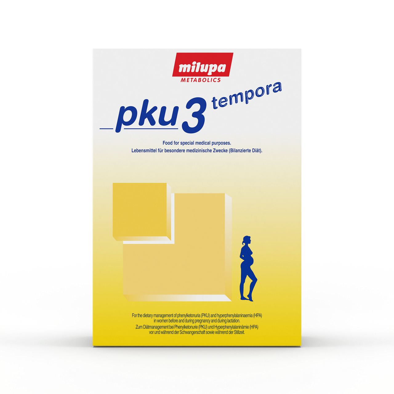 Milupa PKU 3 Tempora – prehransko dopolnilo v prahu brez fenilalanina, zasnovano za prehransko uravnavanje fenilketonurije in hiperfenilalaninemije pri ženskah v obdobju pred nosečnostjo, med nosečnostjo in v času dojenja, obogateno z esencialnimi aminokislinami, ogljikovimi hidrati, maščobami, vitamini, minerali in elementi v sledovih