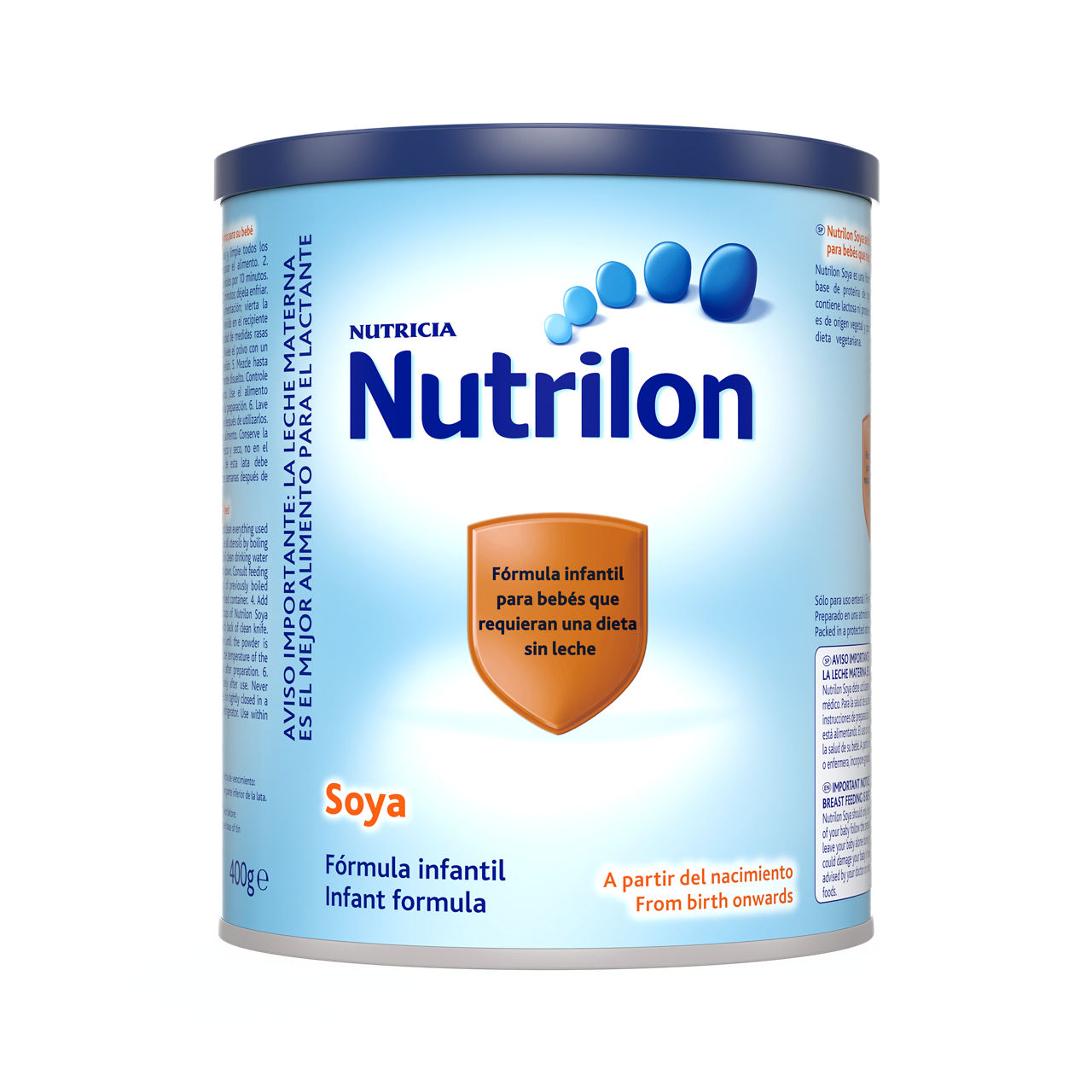 Nutrilon Soya fórmula en polvo de soya para bebés que requieran una dieta sin leche, de 0 a 12 meses, lata 400g 