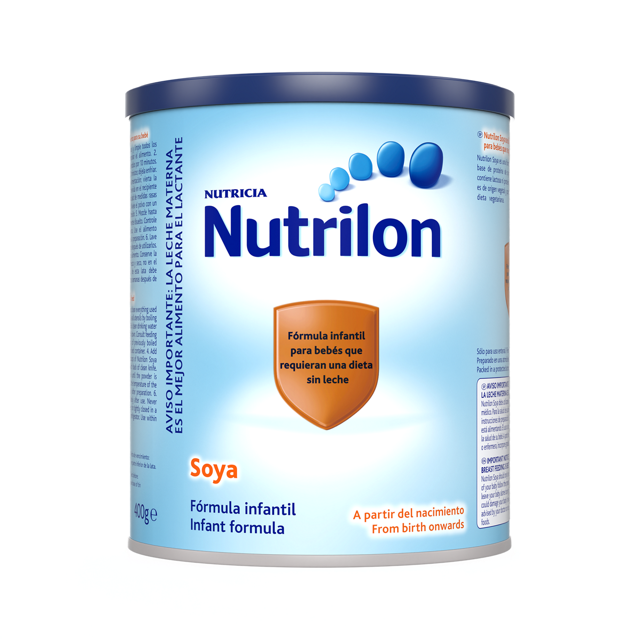 Nutrilon Soya fórmula en polvo de soya para bebés que requieran una dieta sin leche, de 0 a 12 meses, lata 400g 