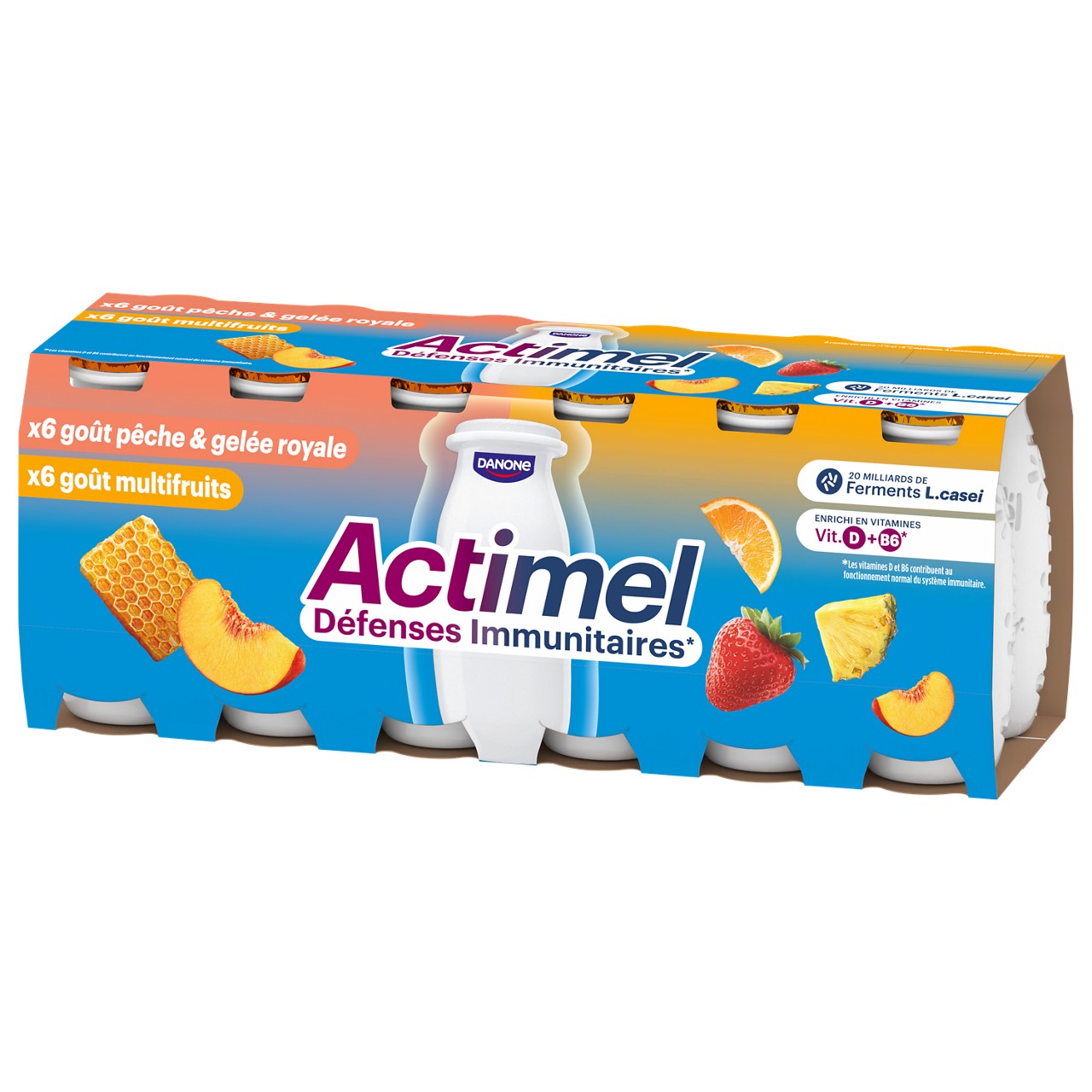 actimel fruits pêche gelée royale multifruits