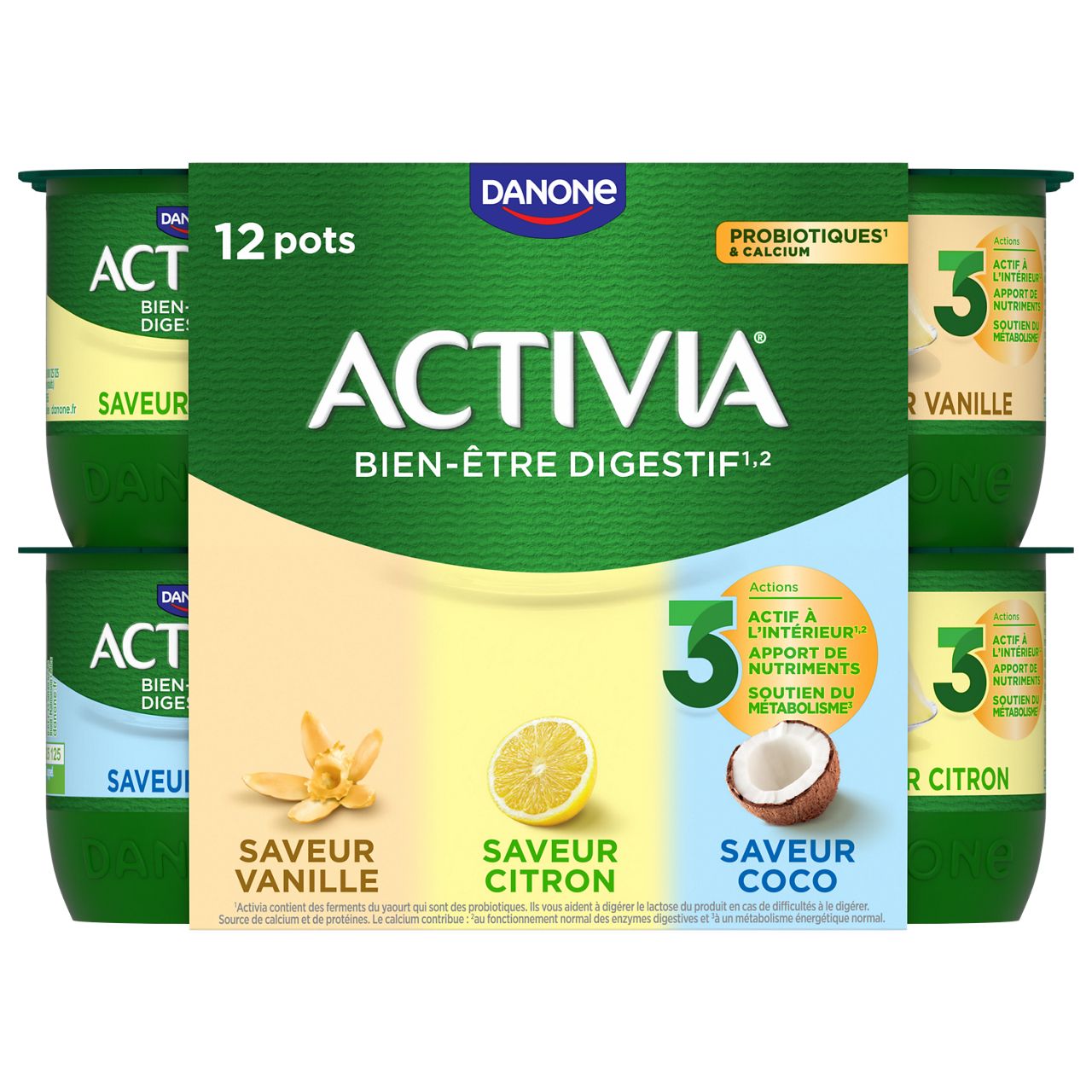 activia saveur coco, vanille, citron