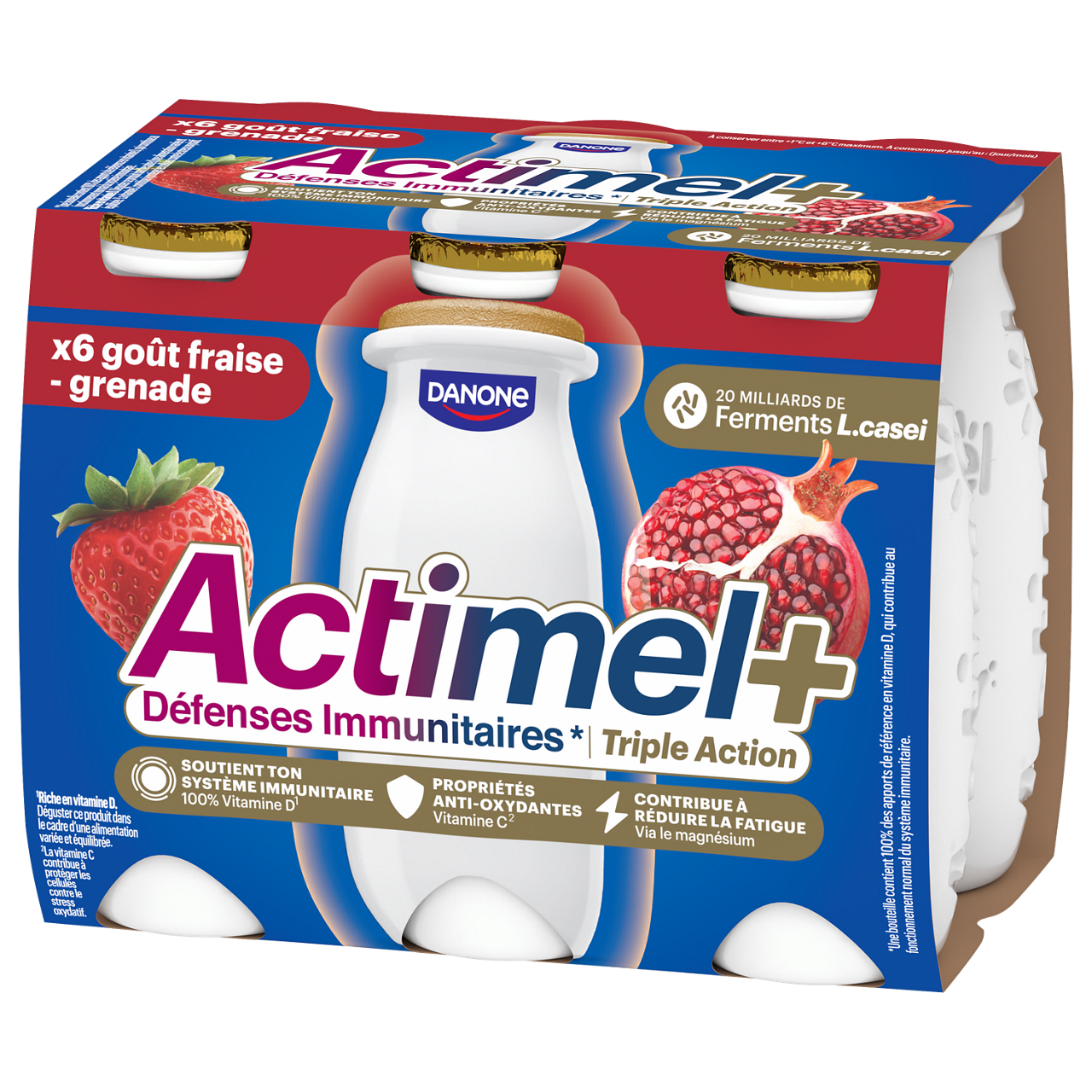 actimel triple action fraise grenade