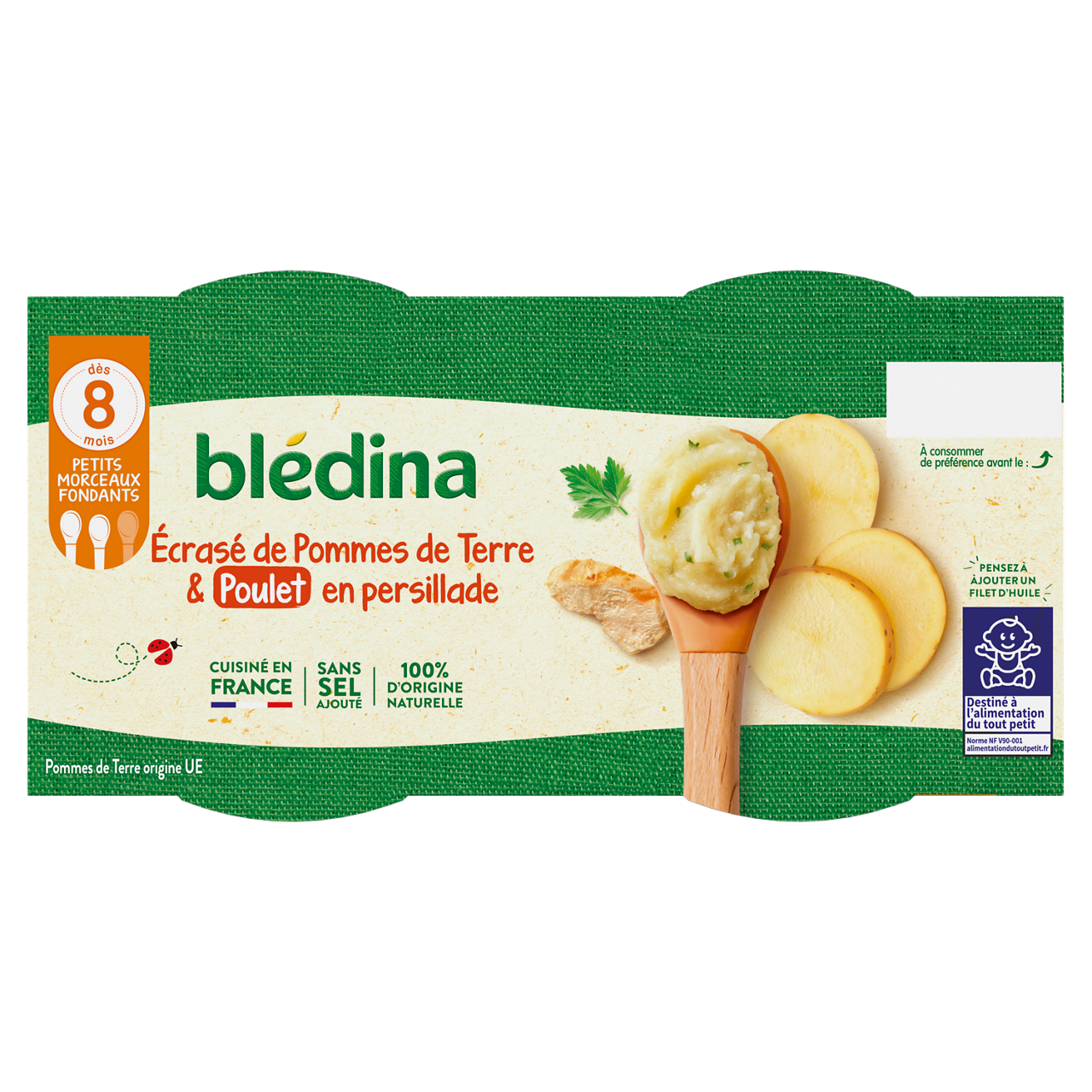 Blédina-Bledina-Mashed Potatoes Chicken-8m+-400 g