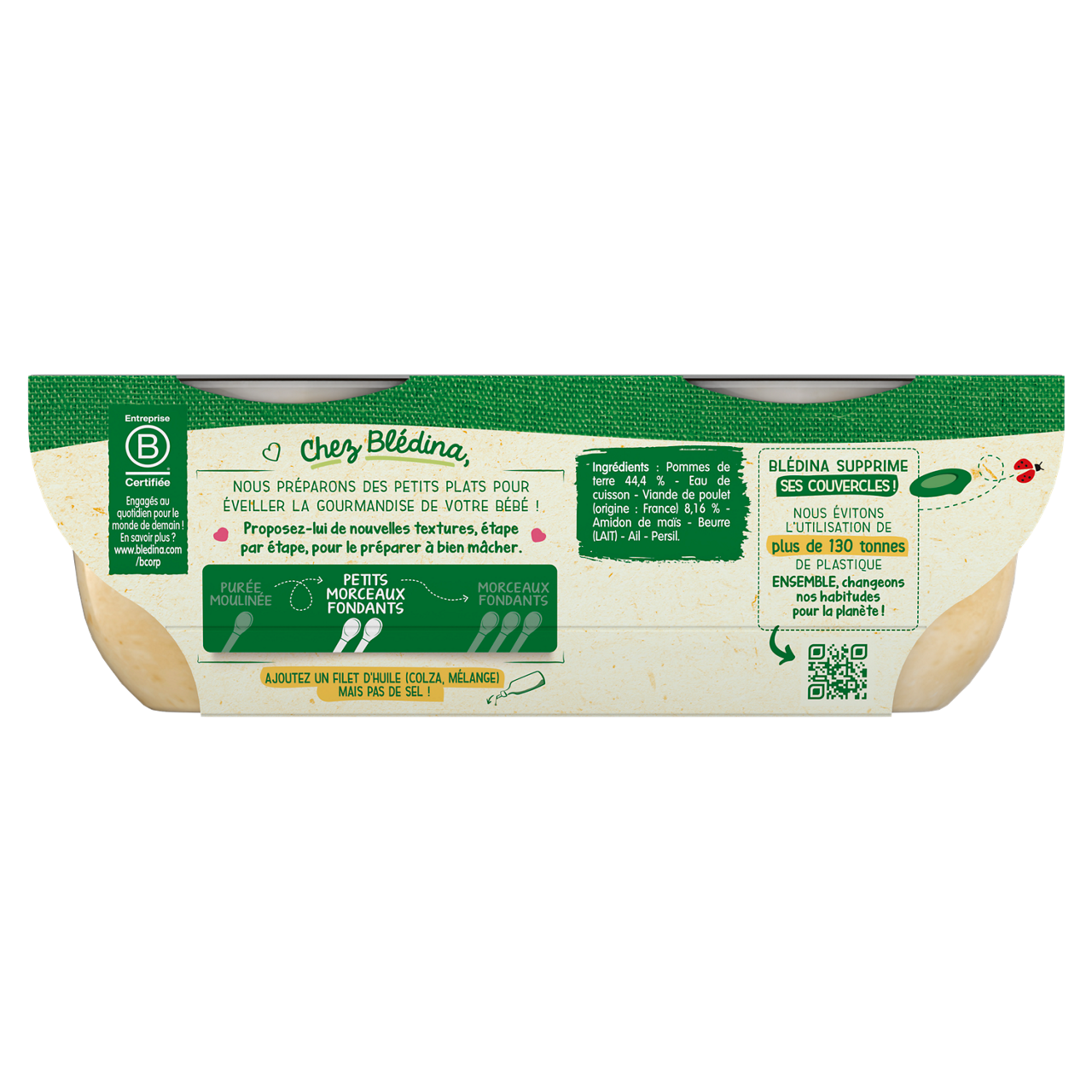 Blédina-Bledina-Mashed Potatoes Chicken-8m+-400 g